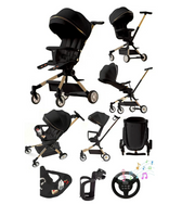 360° Rotating Lightweight Folding Pushchair – Parent & World Facing – Beige/Black image 2