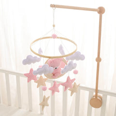 Wooden Baby Crib Mobile with Rattle Toys
