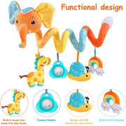 Newborns Spiral Hanging Activity Stroller Toy Baby Carseat Toy Black & White Lion Koala Rattle  for Crib Mobile Sensory Toy Gift image 18