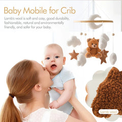 Wooden Baby Crib Mobile with Rattle Toys
