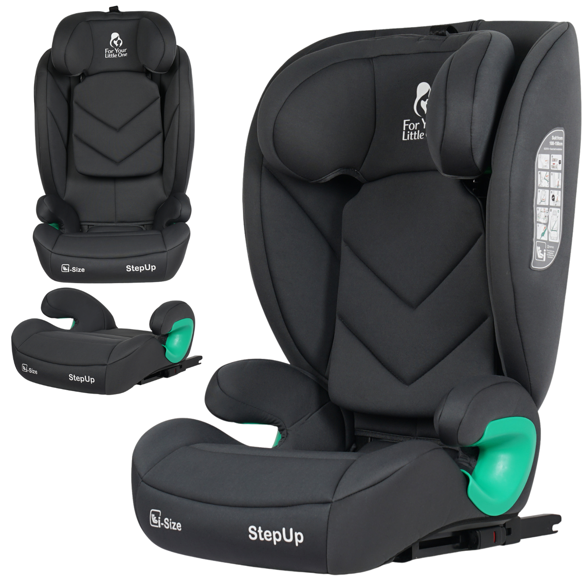 Stepup I-Size Isofix 2/3 Car Seat Booster Seat - Slate Mist (4-12 Years)