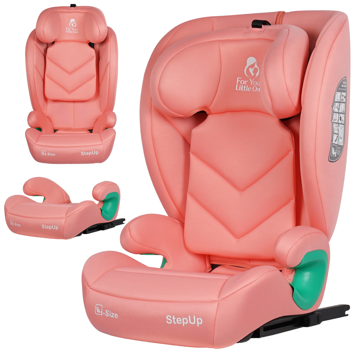 Stepup I-Size Isofix 2/3 Car Seat Booster Seat - Blush Rose (4-12 Years)