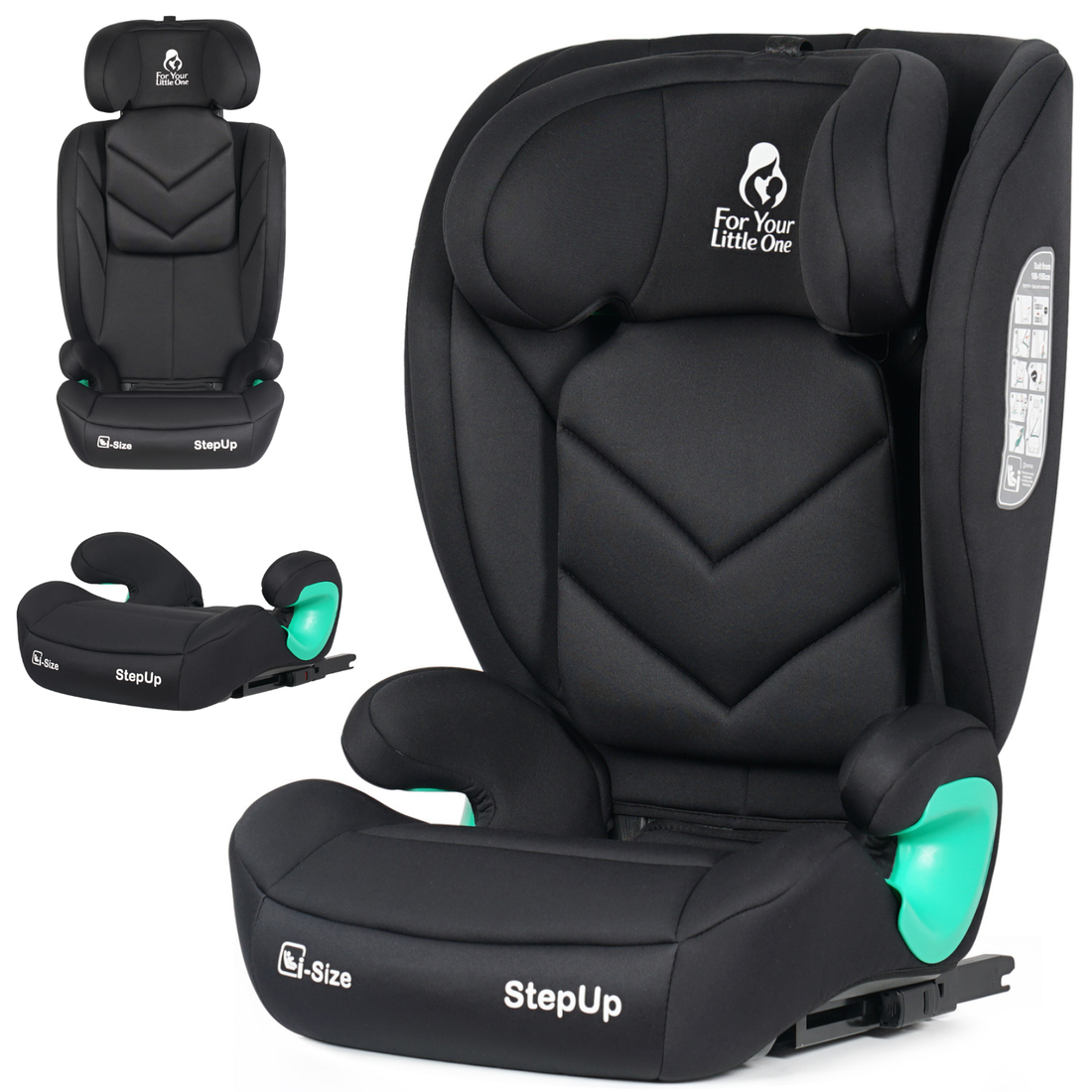 Stepup I-Size Isofix 2/3 Car Seat Booster Seat - Midnight Black (4-12 Years)