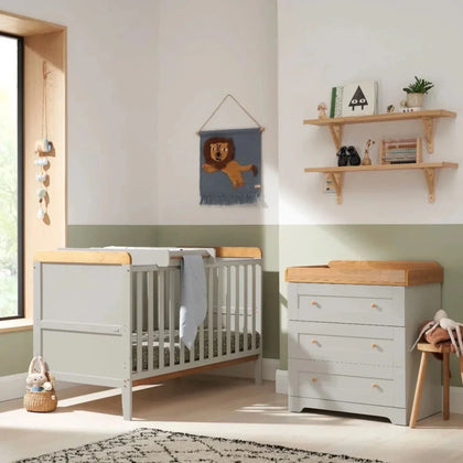 Tutti Bambini Rio 2 Piece Room Set with Deluxe Fibre Mattress - Dove Grey/Honey Oak