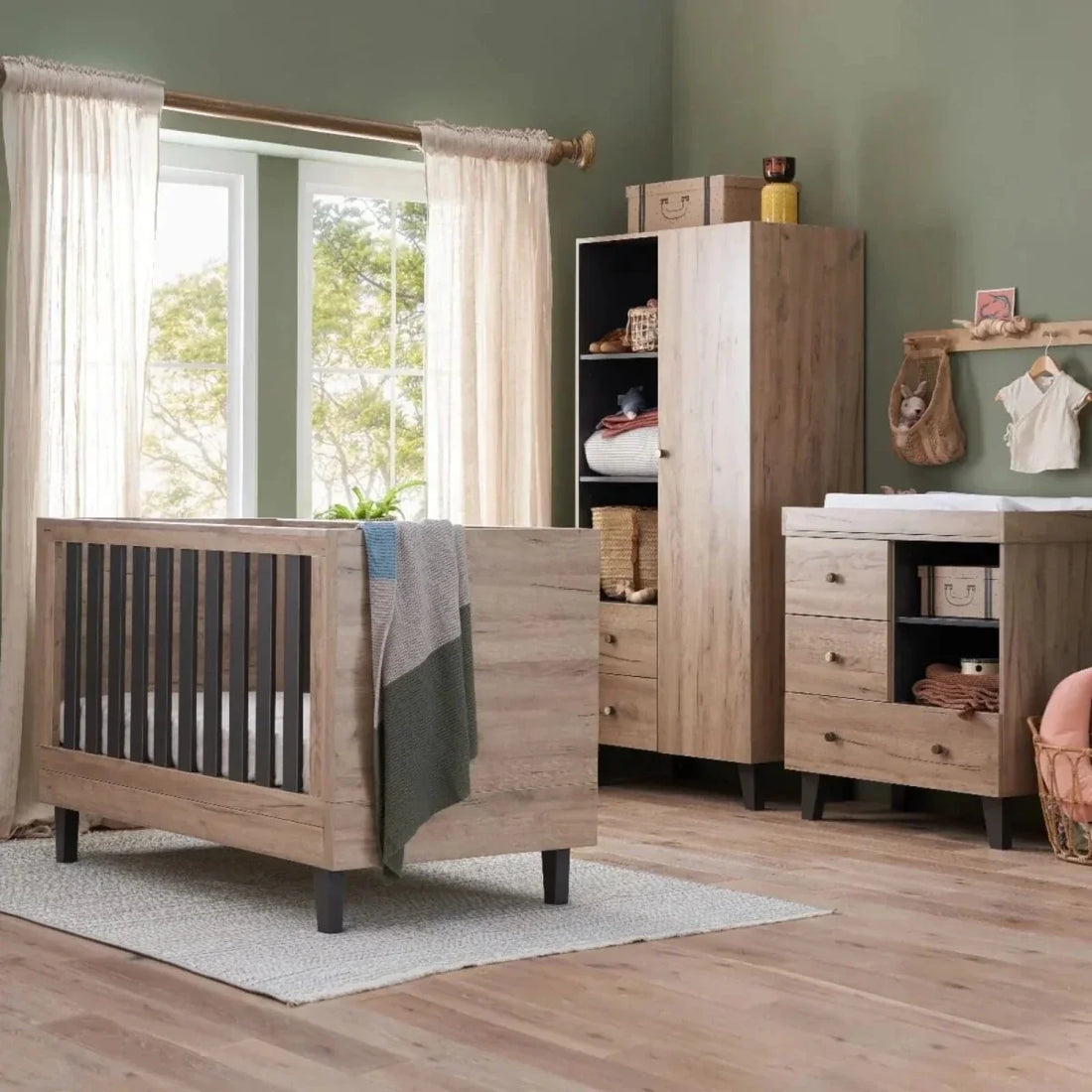 Tutti Bambini Como 3 Piece Furniture Set - Distressed Oak/Slate Grey