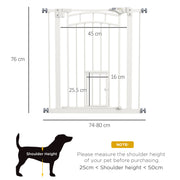 PawHut Pressure Fit Baby Safety Gate – 74–80cm, White image 3
