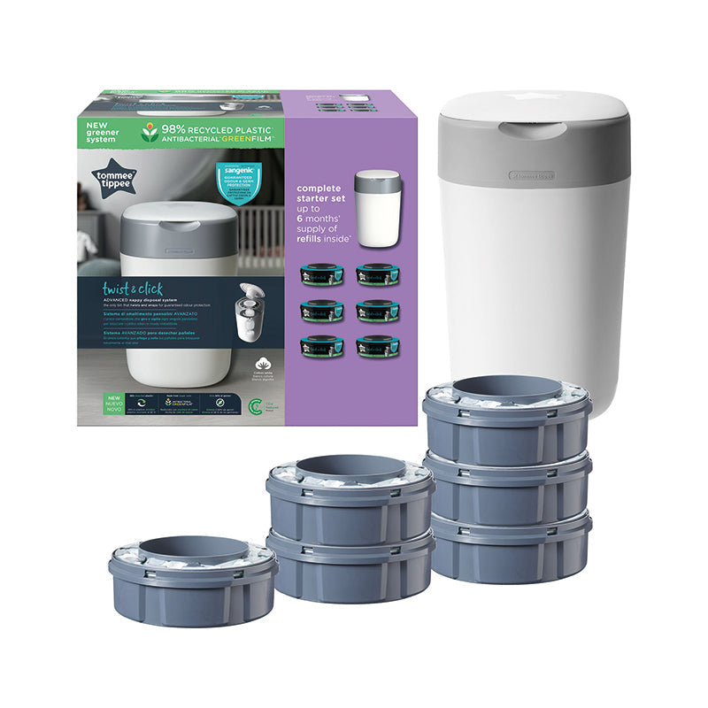 Tommee Tippee Twist & Click Nappy Disposal Tub with 6 Refills