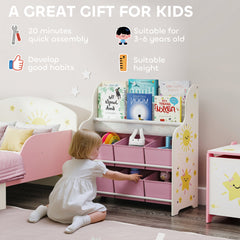 AIYAPLAY Kids Toy Storage Unit with Book Rack – Pink