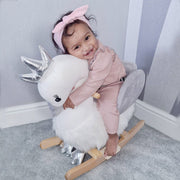 HOMCOM Plush Swan Rocking Horse with Sound – 18–36 Months image 9