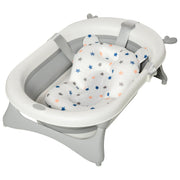 HOMCOM Foldable Baby Bathtub Set, Collapsible Bath Tub with Thermostatic Water Plug, Non-Slip Support, Cushion Pad, Drain Plugs, for Newborn to 3 Years - Offwhite image 1