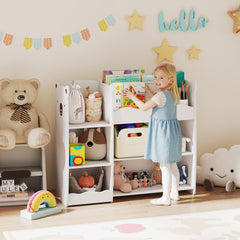 AIYAPLAY Kids Toy Storage Unit & Bookshelf – White