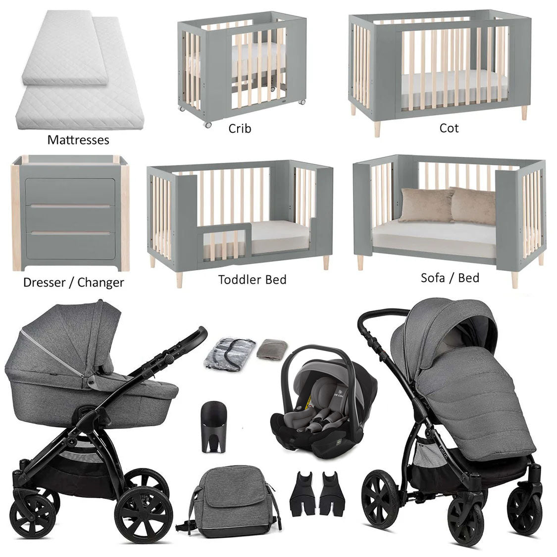 Noordi Fjordi 3-in-1 Travel System & Nursery Bundle