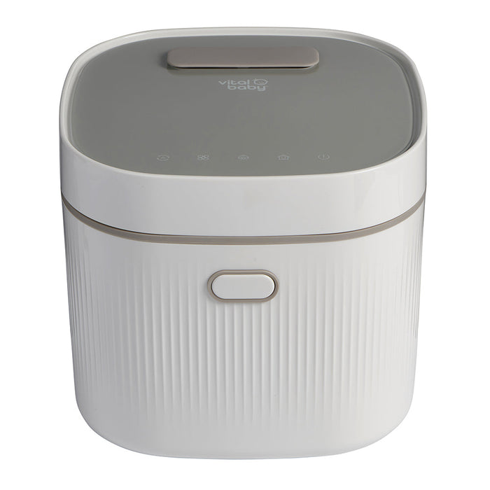 Arctic white baby UV steriliser and dryer with gray top control panel