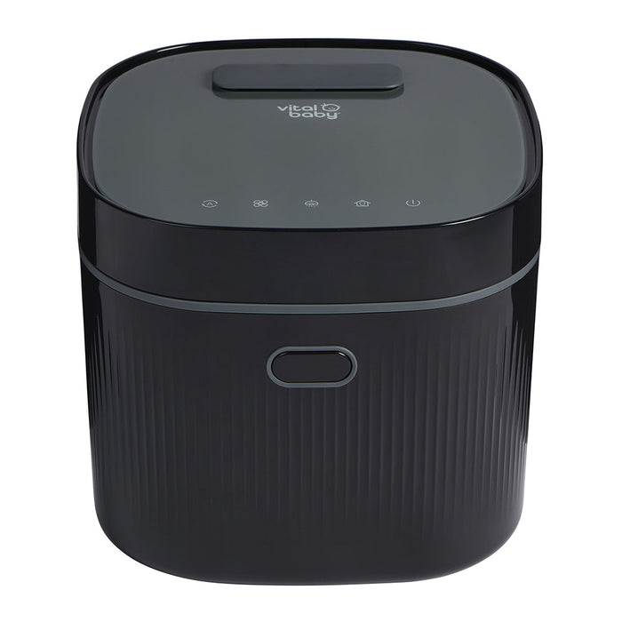 Onyx black baby UV steriliser and dryer with top control panel and display