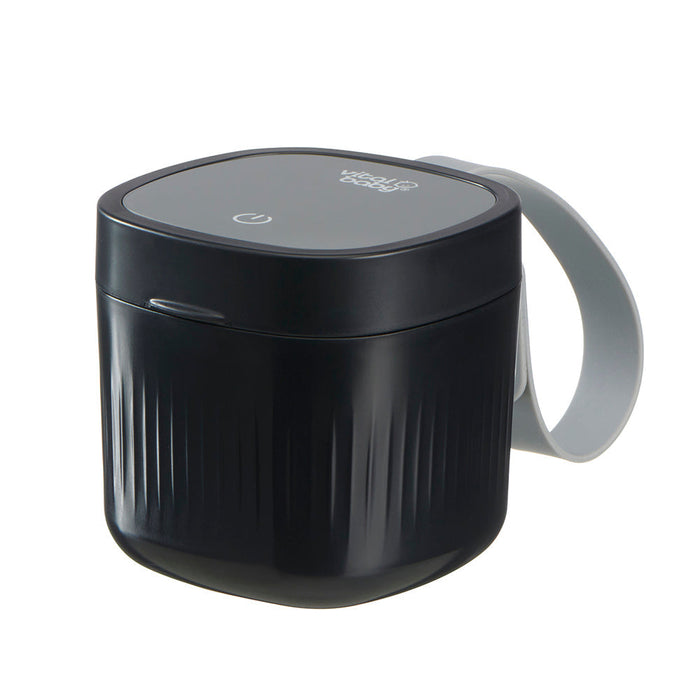 Onyx black baby UV sterilizer mini with hinged lid and carrying handle