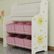 AIYAPLAY Kids Toy Storage Unit with Book Rack – Pink image 8