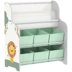 AIYAPLAY Kids Toy Storage Unit with Book Rack – Green