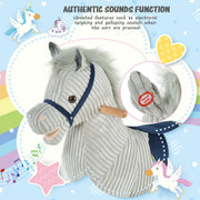 HOMCOM Plush Rocking Horse with Sound – Grey (3–6 Years) image 5