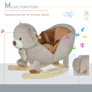 HOMCOM Plush Bear Rocking Toy with Sound – Grey (18–36 Months) image 7