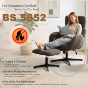 HOMCOM Swivel Rocking Armchair with Footstool – Adjustable Velvet Accent Chair image 7