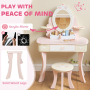AIYAPLAY Kids Dressing Table with Mirror & Stool – Pink image 6