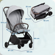 AIYAPLAY Lightweight Foldable Baby Stroller – Light Grey image 2