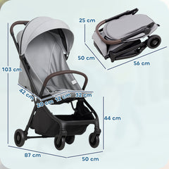AIYAPLAY Lightweight Foldable Baby Stroller – Light Grey