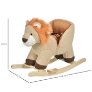 HOMCOM Plush Lion Rocking Toy with Sound – Brown (18–36 Months) image 3