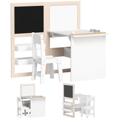 AIYAPLAY 3-in-1 Kids Table & Chair Set with Storage – White