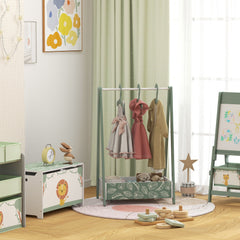 AIYAPLAY Children's Clothing Rack with Storage Shelf – Green