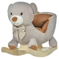 HOMCOM Plush Bear Rocking Toy with Sound – Grey (18–36 Months)