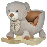 HOMCOM Plush Bear Rocking Toy with Sound – Grey (18–36 Months) image 1