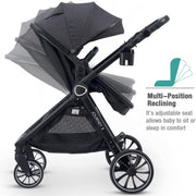ACCOMBE 2-in-1 Baby Stroller & Bassinet – All-Terrain Pram Black image 3