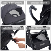 ACCOMBE 2-in-1 Baby Stroller & Bassinet – All-Terrain Pram Black image 7