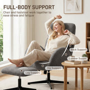 HOMCOM Swivel Rocking Armchair with Footstool – Adjustable Velvet Accent Chai image 3