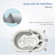 HOMCOM Foldable Baby Bathtub Set, Collapsible Bath Tub with Thermostatic Water Plug, Non-Slip Support, Cushion Pad, Drain Plugs, for Newborn to 3 Years - Offwhite image 4