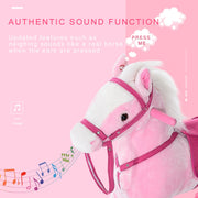 HOMCOM Plush Rocking Horse with Sound – Pink (3–6 Years) image 5
