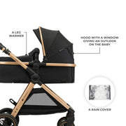 Kinderkraft Esme Pro 3-in-1 Travel System with Mink Pro Car Seat - Pure Black image 11