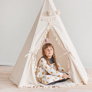MINICAMP Padded Kids Play Mat in Ecru with Tassels image 7