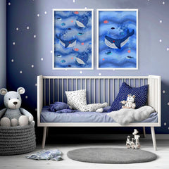 Dolphin Nursery Wall Art Prints – Set of 2