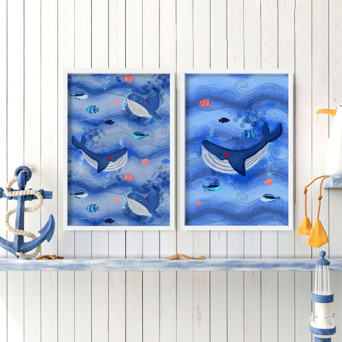 Dolphin Nursery Wall Art Prints – Set of 2