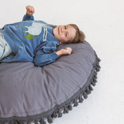 MINICAMP Large Floor Cushion with Tassels in Grey image 3