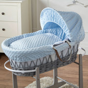 Blue Dimple Grey Wicker Baby Moses Basket With Stand image 6