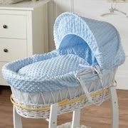 Blue Dimple White Wicker Baby Moses Basket With Stand image 6