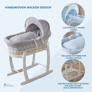 White Dimple Grey Wicker Baby Moses Basket With Stand image 2