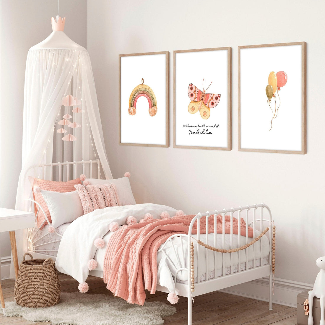 Safari Butterfly Nursery Wall Art Prints – Set of 3