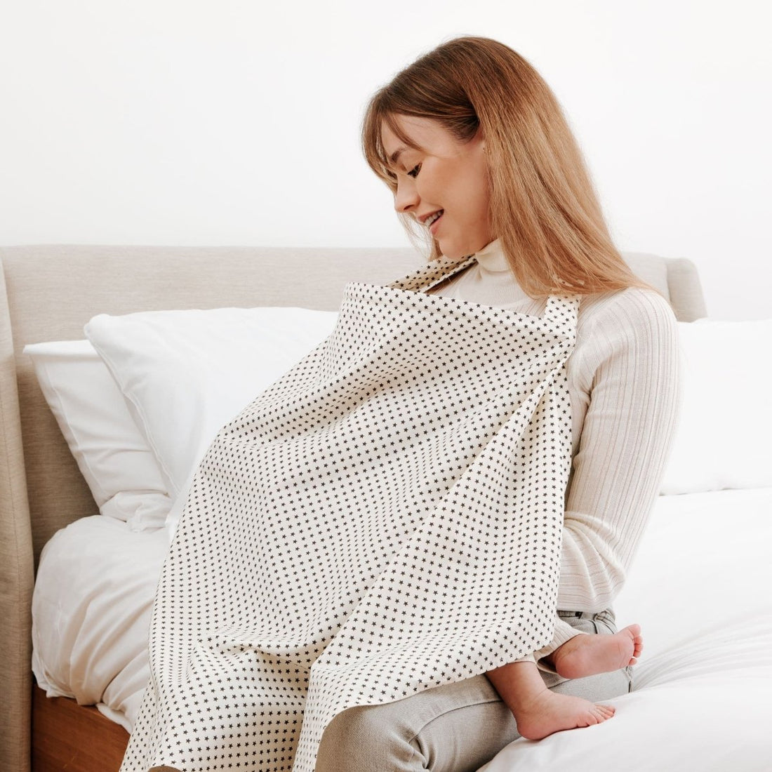 Breastfeeding Apron – Grey Stars