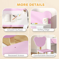 AIYAPLAY Kids Desk & Chair Set with Drawer – Pink