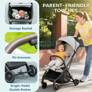 AIYAPLAY Lightweight Foldable Baby Stroller – Light Grey image 5