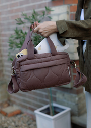 Ralphie Bear Quilted Changing Stroller Bag - Brown/Pears image 2